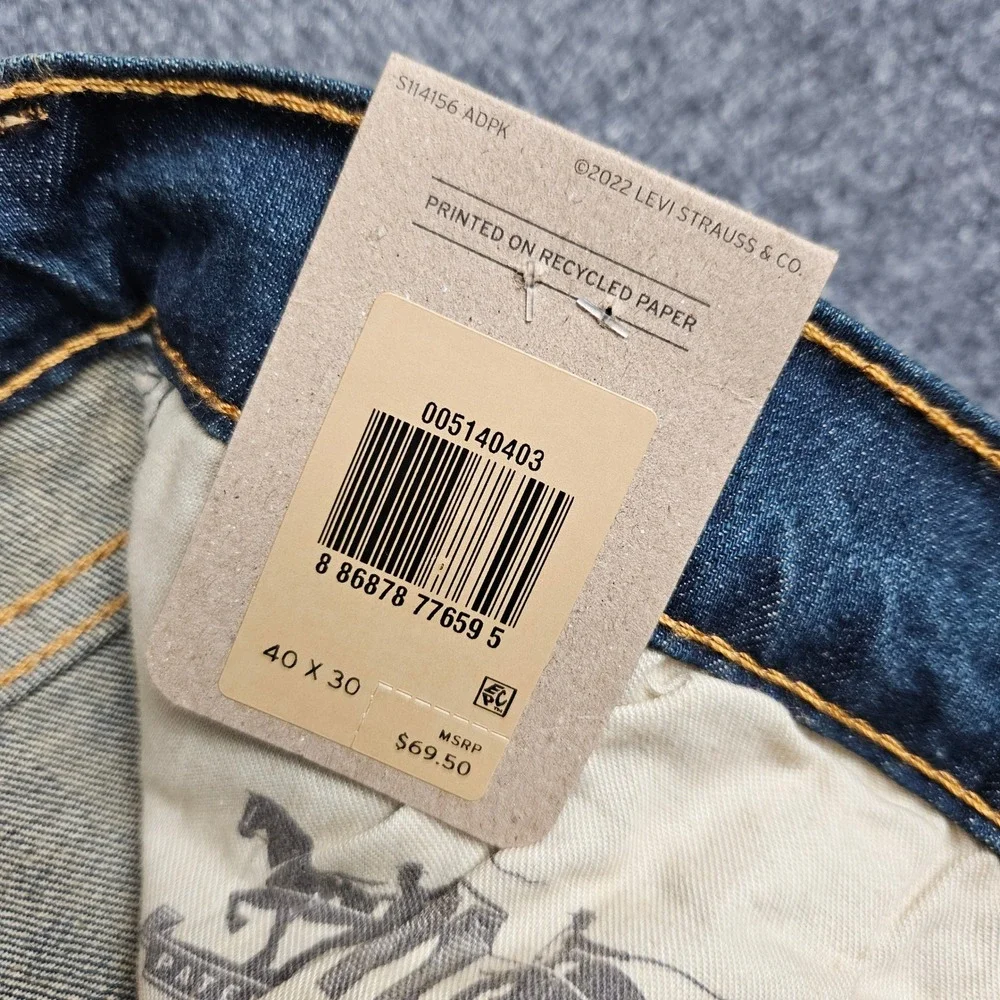 Levis 514 Jeans Men's 40x30 Straight Fit Stretch Dark Wash Denim NEW Casual Blue - Picture 9 of 13